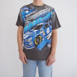 2013 Chase Authentics Blue Jimmie Johnson NASCAR Racing Car Print Top USA XL